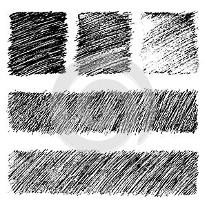 Vector grunge monochrome textures & patterns set