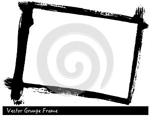 Vector Grunge rectangle frame with brush stroke texture hand drawn background