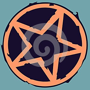 Vector grunge star in circle