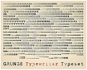 Vector grunge typewriter font typeset