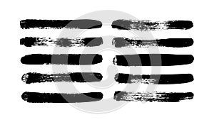 Vector grungy paint brush strokes collection. Calligraphy straight smears, stamp, lines.