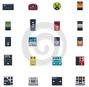 Vector guitar effects icons set