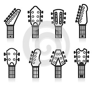 Vector guitar headstock icons set