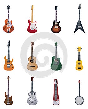 Vector guitars icon set