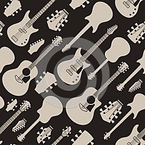 Vector guitars seamless pattern or background