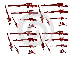 Vector silhouette vector illustration of soldiers guns Svd photo