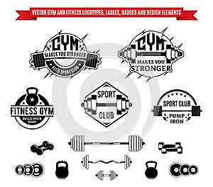 Vector Gym and Fitness Labels, Badges and Design Elements