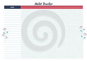 Vector habit tracker with minimalistic floral design