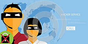 Vector hacker service web icon.