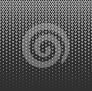 Vector halftone abstract background, black white gradient gradation. Geometric mosaic triangle shapes monochrome pattern