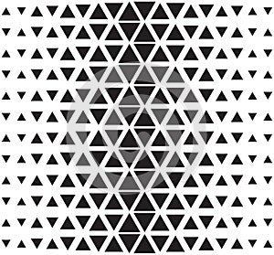 Vector halftone abstract triangular pattern. Seamless black and white triangle illustration