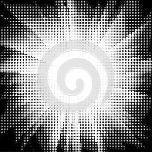 Vector Halftone Black and White Sun Rays