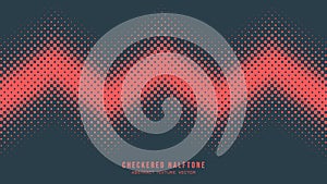 Vector Halftone Checker Pattern Zigzag Line Border Red Blue Abstract Background