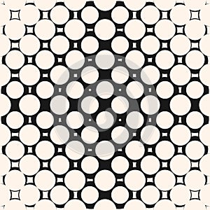 Vector halftone circles pattern. Geometric seamless texture with morphing shapes