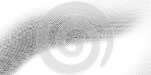 Vector halftone dots background. Black and white comic pattern. Radial gradient hexagon texture