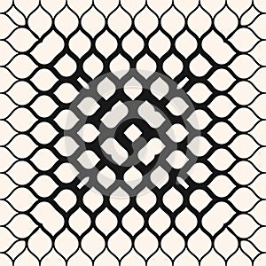 Vector halftone geometric seamless pattern. Black and white gradient effect