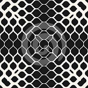 Vector halftone geometric seamless pattern. Black and white gradient effect