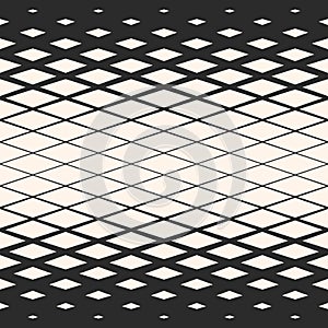 Vector halftone geometric seamless pattern with diagonal grid, mesh, lattice.