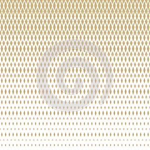 Vector halftone golden seamless pattern with fading grid, mesh, net, lattice