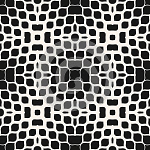 Vector halftone mesh. Black and white abstract geometric seamless pattern