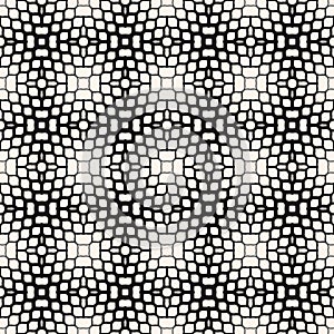 Vector halftone mesh. Black and white abstract geometric seamless pattern