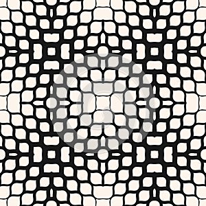 Vector halftone mesh. Black and white abstract geometric seamless pattern
