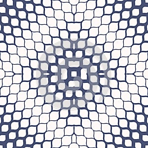Vector halftone mesh texture. Blue and white abstract geometric seamless pattern