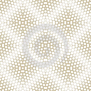 Vector halftone mesh texture. Gold and white abstract geometric seamless pattern