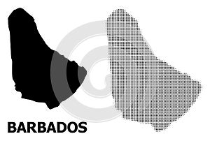 Vector Halftone Mosaic and Solid Map of Barbados