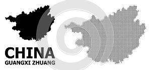 Vector Halftone Mosaic and Solid Map of Guangxi Zhuang Region