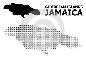 Vector Halftone Mosaic and Solid Map of Jamaica