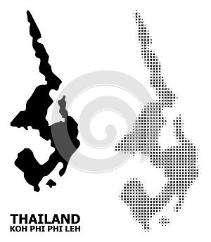 Vector Halftone Mosaic and Solid Map of Koh Phi Leh