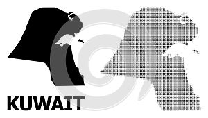 Vector Halftone Mosaic and Solid Map of Kuwait