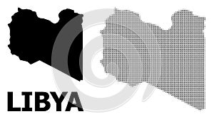 Vector Halftone Mosaic and Solid Map of Libya