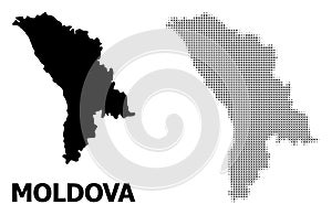 Vector Halftone Mosaic and Solid Map of Moldova