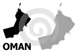Vector Halftone Mosaic and Solid Map of Oman