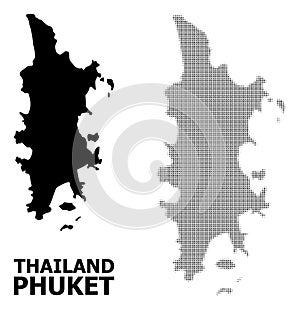 Vector Halftone Mosaic and Solid Map of Phuket