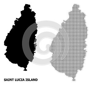 Vector Halftone Mosaic and Solid Map of Saint Lucia Island