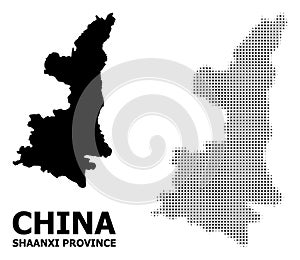 Vector Halftone Mosaic and Solid Map of Shaanxi Province