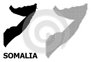 Vector Halftone Mosaic and Solid Map of Somalia