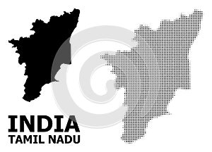 Vector Halftone Mosaic and Solid Map of Tamil Nadu State