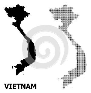 Vector Halftone Mosaic and Solid Map of Vietnam