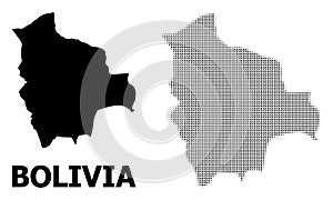 Vector Halftone Pattern and Solid Map of Bolivia