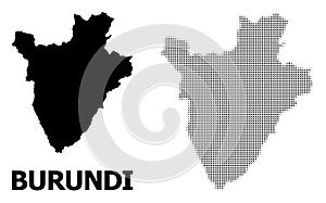 Vector Halftone Pattern and Solid Map of Burundi