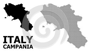 Vector Halftone Pattern and Solid Map of Campania Region