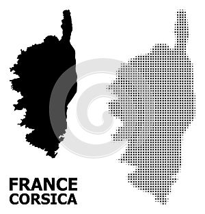 Vector Halftone Pattern and Solid Map of Corsica