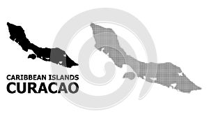 Vector Halftone Pattern and Solid Map of Curacao Island
