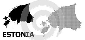 Vector Halftone Pattern and Solid Map of Estonia