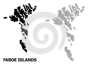 Vector Halftone Pattern and Solid Map of Faroe Islands