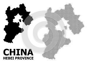 Vector Halftone Pattern and Solid Map of Hebei Province